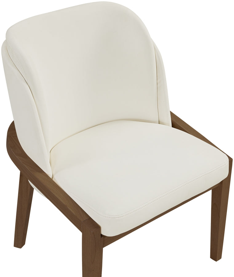 Navo Vegan Leather Upholstered Dining Chair in Cream - 88042Cream-C