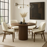 Navo Vegan Leather Upholstered Dining Chair in Cream - 88042Cream-C