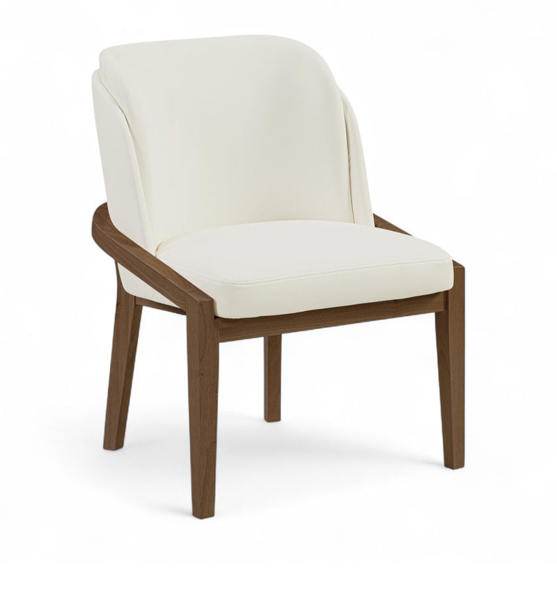 Navo Vegan Leather Upholstered Dining Chair in Cream - 88042Cream-C