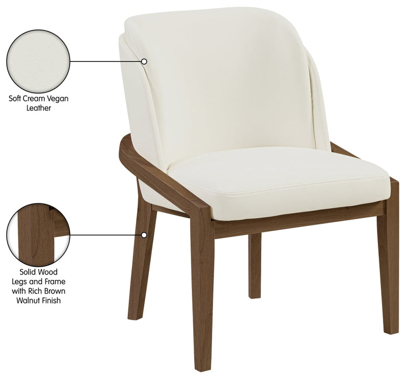 Navo Vegan Leather Upholstered Dining Chair in Cream - 88042Cream-C