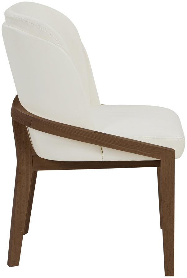 Navo Vegan Leather Upholstered Dining Chair in Cream - 88042Cream-C