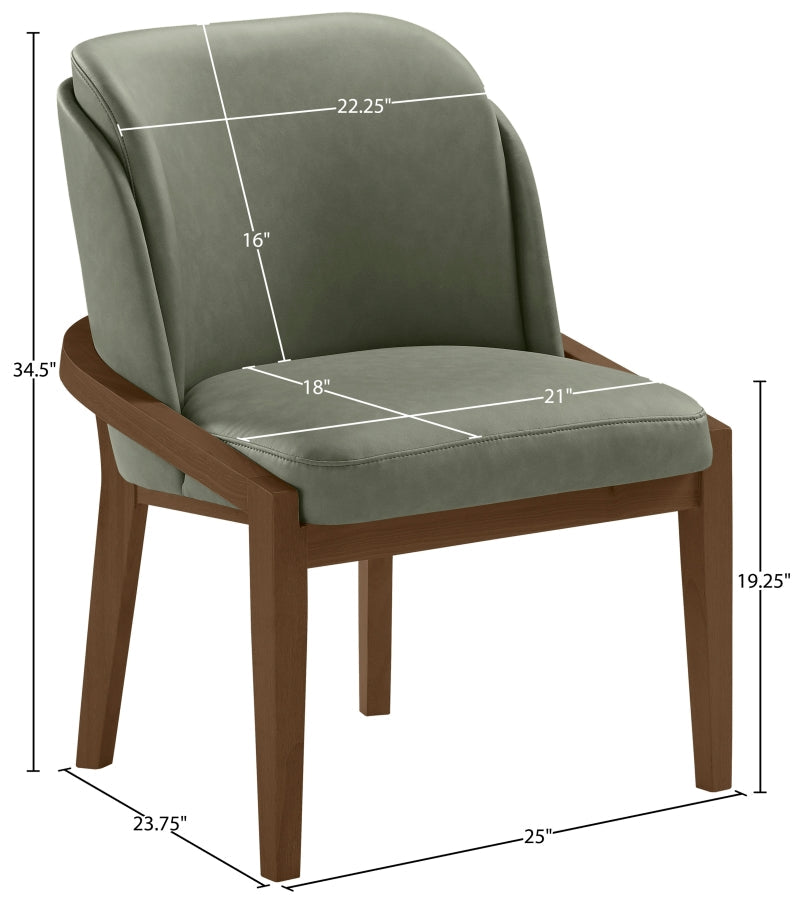 Navo Vegan Leather Upholstered Dining Chair in Green - 88042Green-C