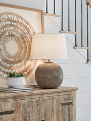 Neavesboro 2-Piece Table Lamp Set in Antique Brown/White - PKG019347
