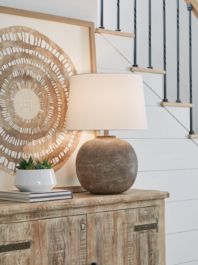 Neavesboro 2-Piece Table Lamp Set in Antique Brown/White - PKG019347