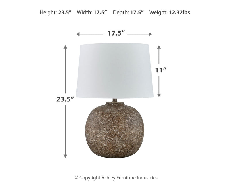 Neavesboro 2-Piece Table Lamp Set in Antique Brown/White - PKG019347