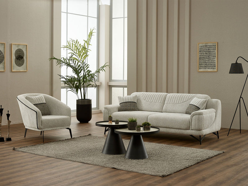 Nebella 3-pieces (Sofa & Loveseat & Chair) Livingroom in Light Grey - Grey - 200-SIM-CALVE16-CALVE18-321