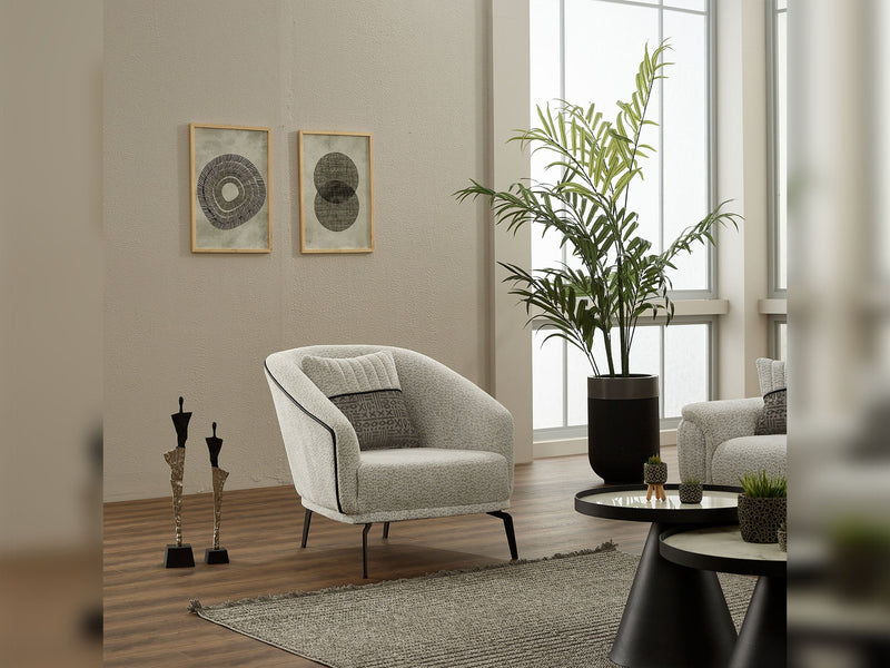 Nebella 3-pieces (Sofa & Loveseat & Chair) Livingroom in Light Grey - Grey - 200-SIM-CALVE16-CALVE18-321