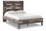 Neilsville Multi Gray Full Panel Platform Bed - Gate FurnitureFull Bed
