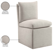 Nelori Linen Textured Performance Fabric Upholstered Dining Chair in Beige, Set of 2 - 11097Beige-C