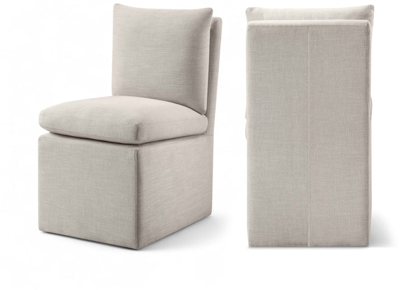 Nelori Linen Textured Performance Fabric Upholstered Dining Chair in Beige, Set of 2 - 11097Beige-C