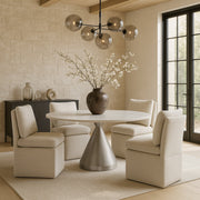 Nelori Linen Textured Performance Fabric Upholstered Dining Chair in Beige, Set of 2 - 11097Beige-C
