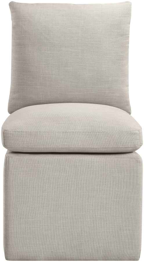 Nelori Linen Textured Performance Fabric Upholstered Dining Chair in Beige, Set of 2 - 11097Beige-C