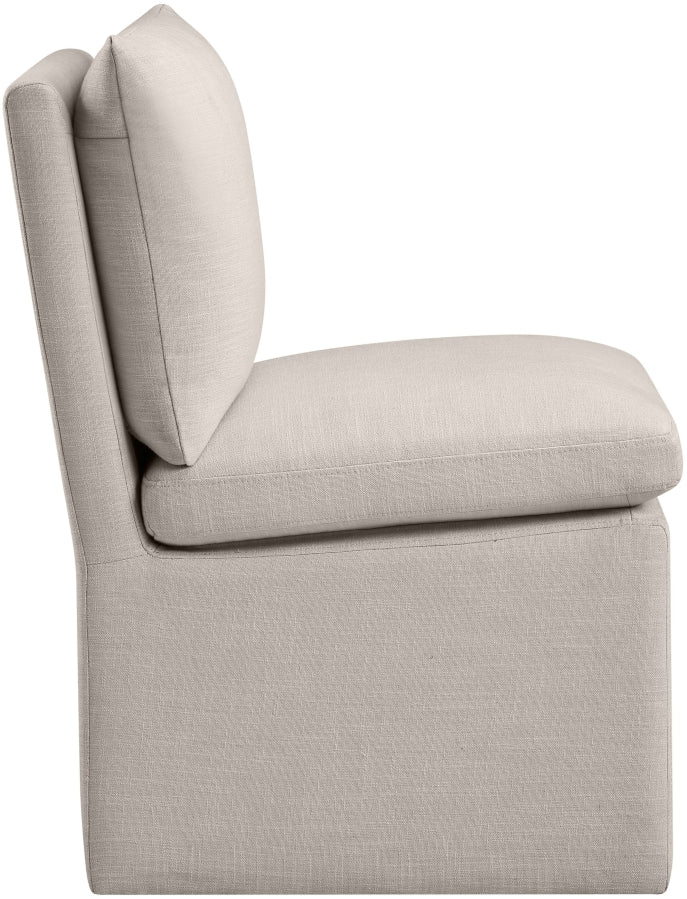 Nelori Linen Textured Performance Fabric Upholstered Dining Chair in Beige, Set of 2 - 11097Beige-C