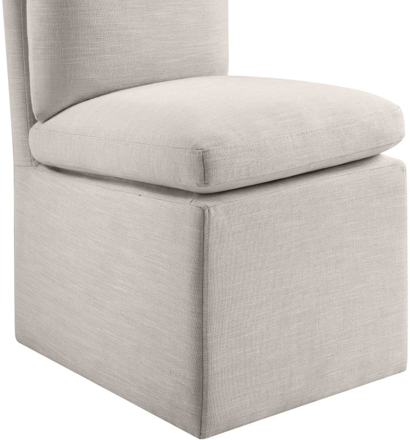 Nelori Linen Textured Performance Fabric Upholstered Dining Chair in Beige, Set of 2 - 11097Beige-C