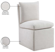 Nelori Linen Textured Performance Fabric Upholstered Dining Chair in Cream, Set of 2 - 11097Cream-C
