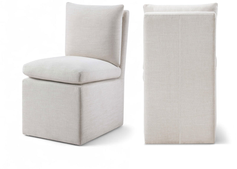 Nelori Linen Textured Performance Fabric Upholstered Dining Chair in Cream, Set of 2 - 11097Cream-C