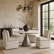 Nelori Linen Textured Performance Fabric Upholstered Dining Chair in Cream, Set of 2 - 11097Cream-C