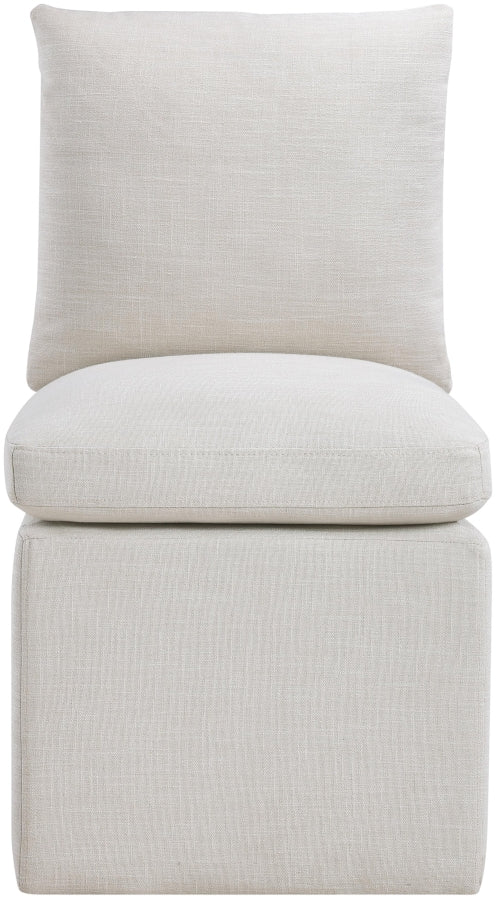 Nelori Linen Textured Performance Fabric Upholstered Dining Chair in Cream, Set of 2 - 11097Cream-C