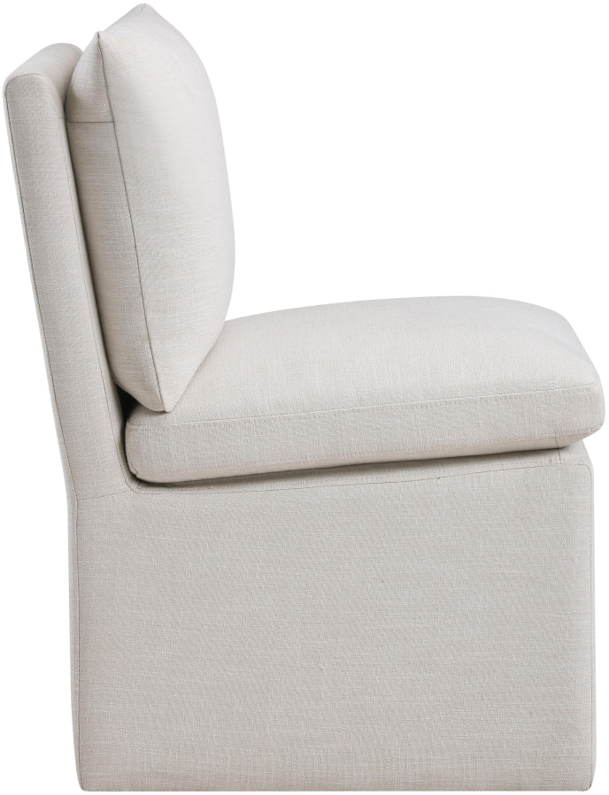 Nelori Linen Textured Performance Fabric Upholstered Dining Chair in Cream, Set of 2 - 11097Cream-C