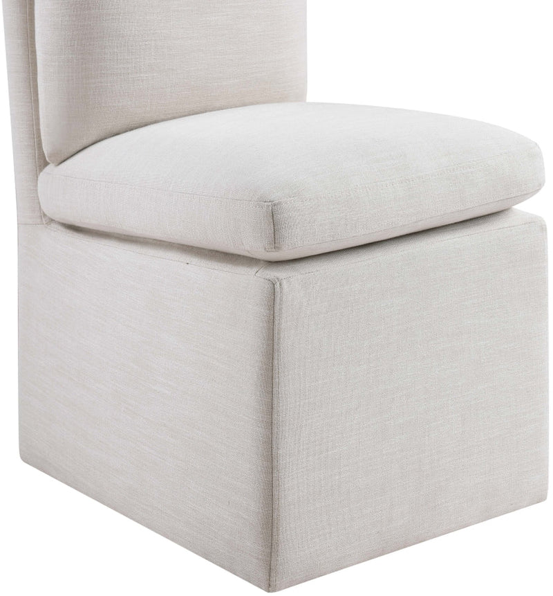 Nelori Linen Textured Performance Fabric Upholstered Dining Chair in Cream, Set of 2 - 11097Cream-C