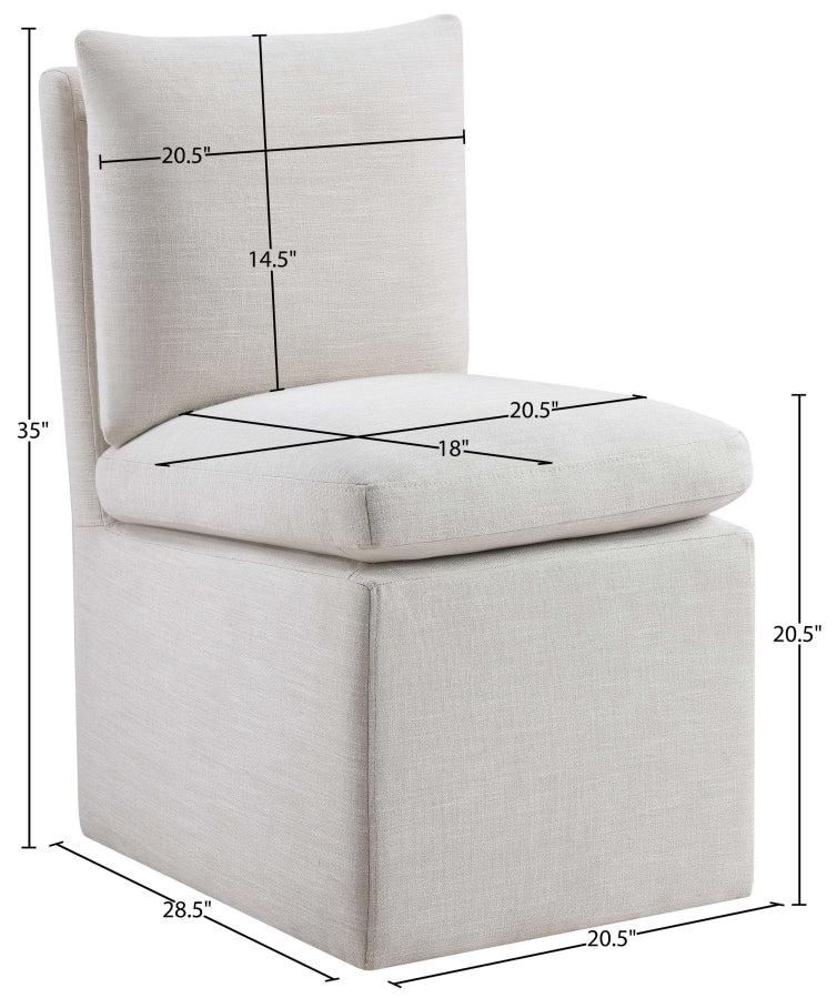 Nelori Linen Textured Performance Fabric Upholstered Dining Chair in Cream, Set of 2 - 11097Cream-C