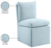 Nelori Linen Textured Performance Fabric Upholstered Dining Chair in Light Blue, Set of 2 - 11097LtBlu-C