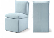 Nelori Linen Textured Performance Fabric Upholstered Dining Chair in Light Blue, Set of 2 - 11097LtBlu-C