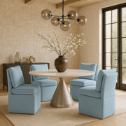 Nelori Linen Textured Performance Fabric Upholstered Dining Chair in Light Blue, Set of 2 - 11097LtBlu-C