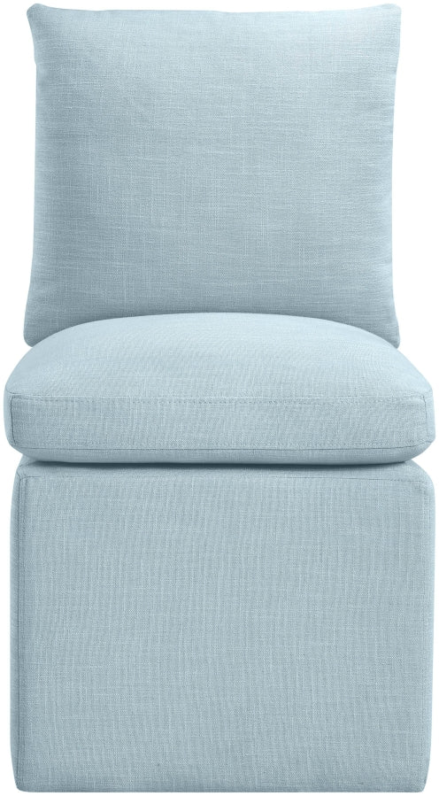 Nelori Linen Textured Performance Fabric Upholstered Dining Chair in Light Blue, Set of 2 - 11097LtBlu-C