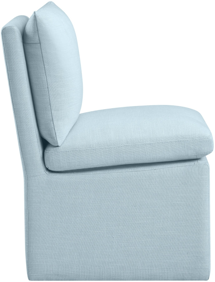Nelori Linen Textured Performance Fabric Upholstered Dining Chair in Light Blue, Set of 2 - 11097LtBlu-C