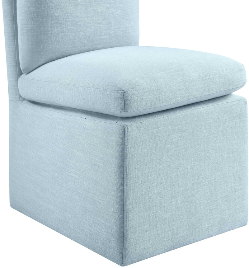Nelori Linen Textured Performance Fabric Upholstered Dining Chair in Light Blue, Set of 2 - 11097LtBlu-C