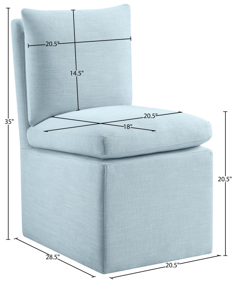 Nelori Linen Textured Performance Fabric Upholstered Dining Chair in Light Blue, Set of 2 - 11097LtBlu-C