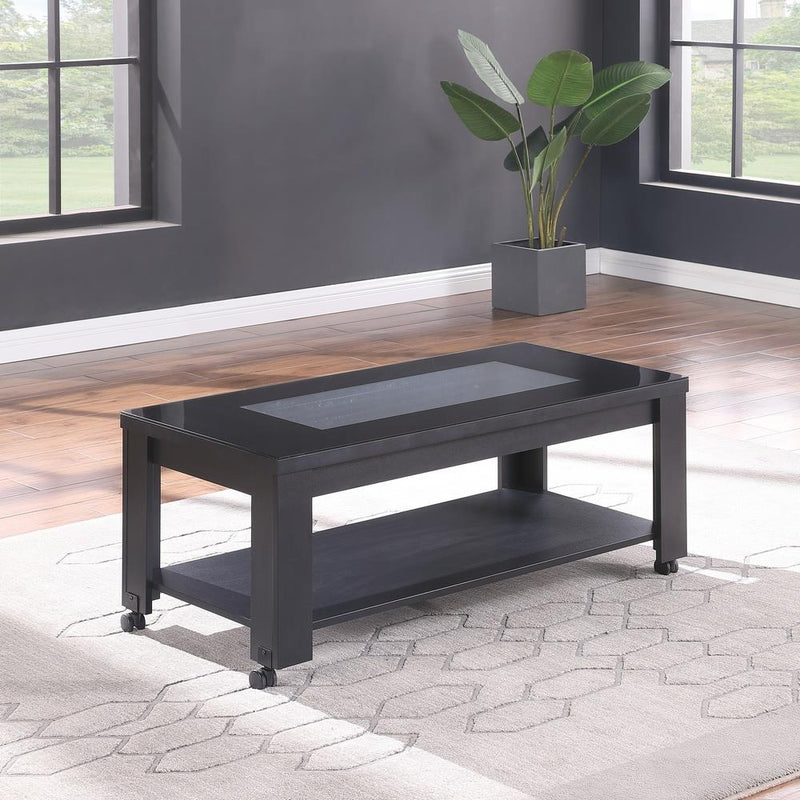 Neo - Black Coffee Table with Storage Shelf and Multi Color LED - T200-C