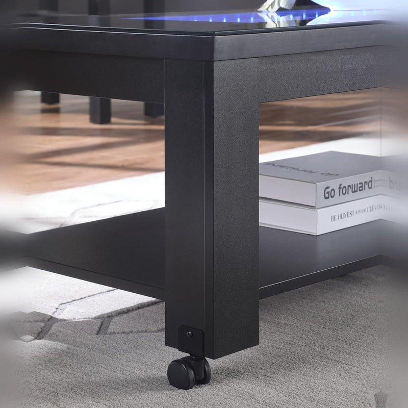 Neo - Black Coffee Table with Storage Shelf and Multi Color LED - T200-C