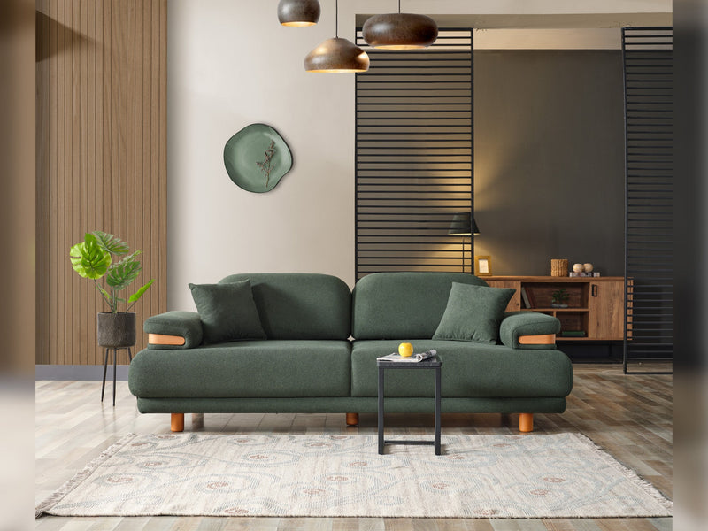 Neo Mustang 4-pieces (2 Sofa & 2 Chair) Livingroom in White - Green - 200-ELIF-NEOM-A187-3311