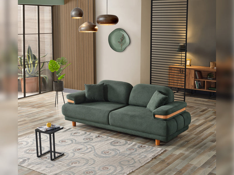 Neo Mustang 4-pieces (2 Sofa & 2 Chair) Livingroom in White - Green - 200-ELIF-NEOM-A187-3311