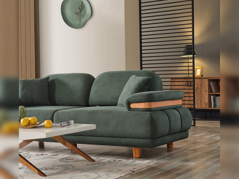 Neo Mustang 4-pieces (2 Sofa & 2 Chair) Livingroom in White - Green - 200-ELIF-NEOM-A187-3311