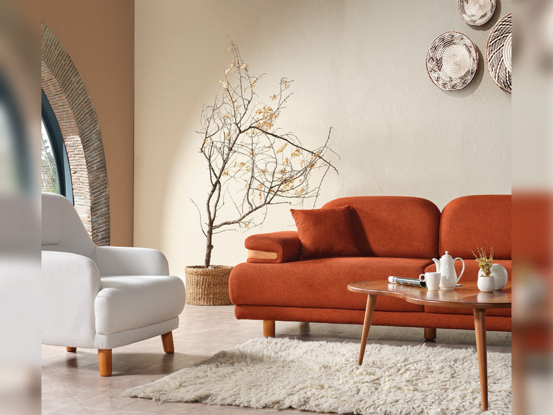 Neo Mustang 4-pieces (2 Sofa & 2 Chair) Livingroom in White - Yellow - 200-ELIF-NEOM-A185-3311