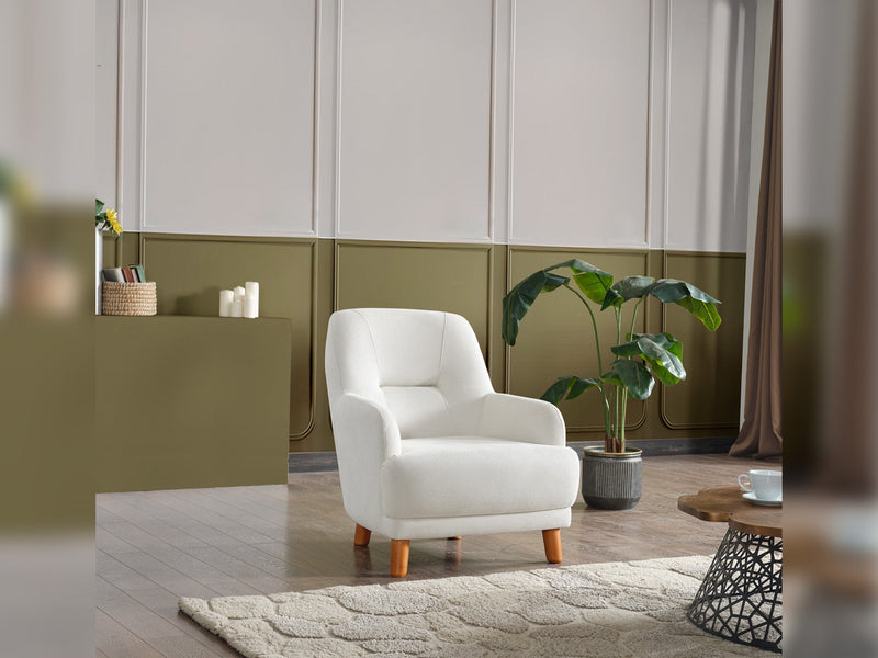Neo Mustang 4-pieces (2 Sofa & 2 Chair) Livingroom in White - Yellow - 200-ELIF-NEOM-A185-3311