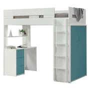 Nerice Twin Loft Bed W/Desk & Wardrobe - 38045