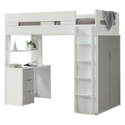 Nerice Twin Loft Bed W/Desk & Wardrobe - 38050
