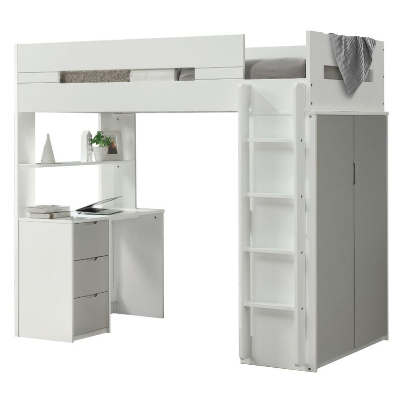 Nerice Twin Loft Bed W/Desk & Wardrobe - 38050