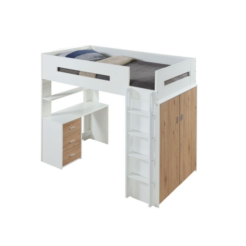 Nerice Twin Loft Bed W/Desk & Wardrobe - 38055