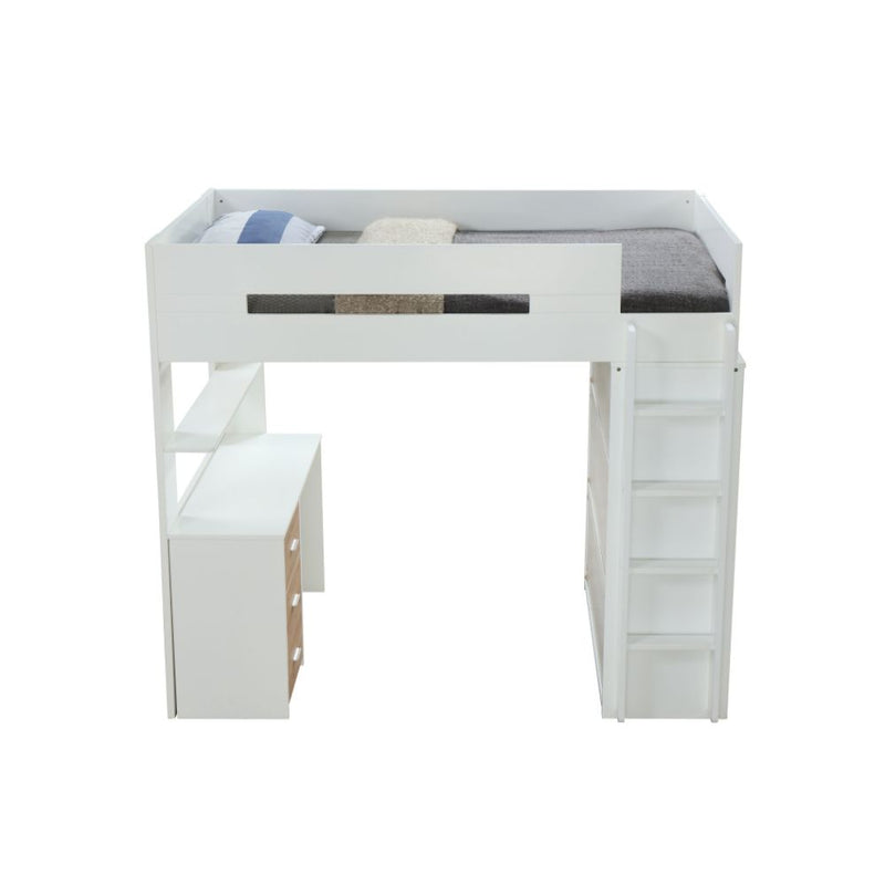 Nerice Twin Loft Bed W/Desk & Wardrobe - 38055