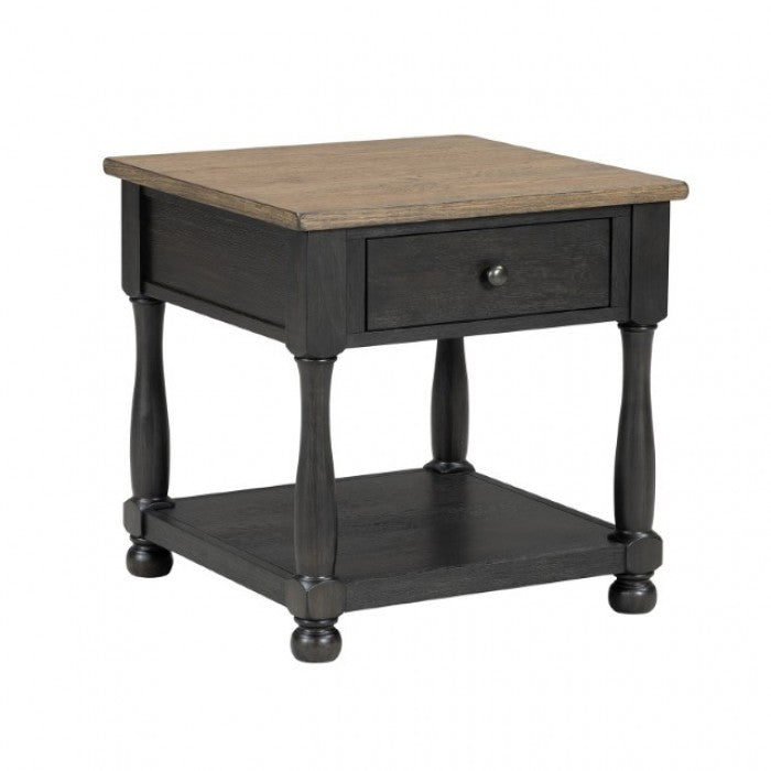 Neue Mills Weathered Black/Brown End Table - FM40009BK-E