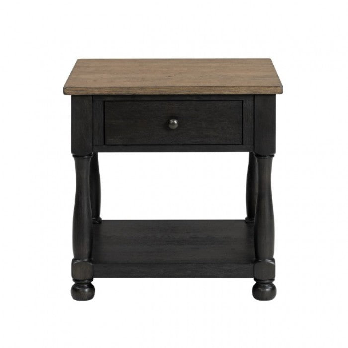 Neue Mills Weathered Black/Brown End Table - FM40009BK-E