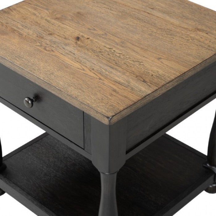 Neue Mills Weathered Black/Brown End Table - FM40009BK-E