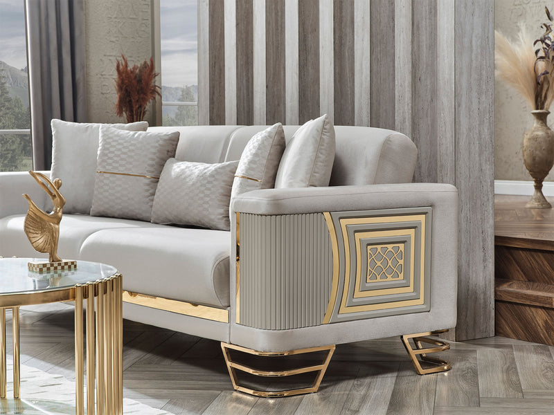 Neva 3-pieces (Sofa & Loveseat & Chair) Livingroom in Beige - 200-SER-NEV-VELVET260-321