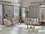 Neva 3-pieces (Sofa & Loveseat & Chair) Livingroom in Light Grey - 200-SER-NEV-VELVET938-321
