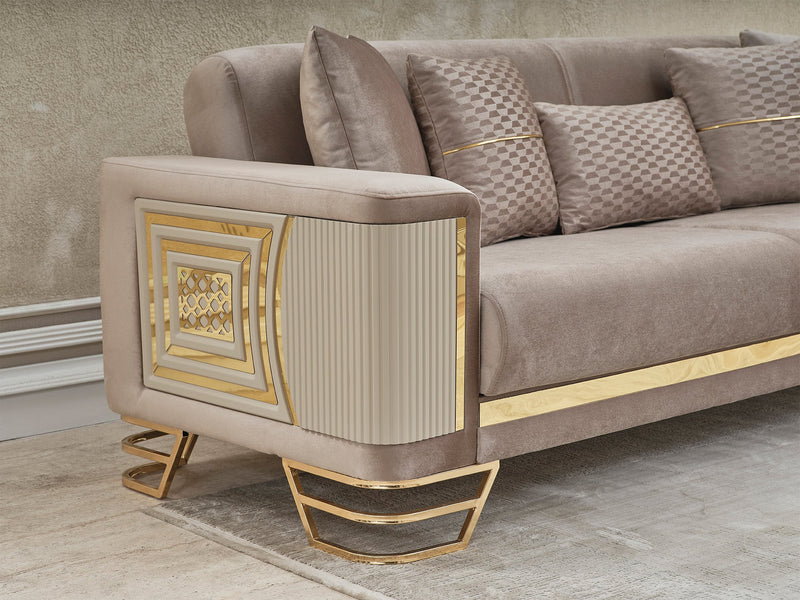 Neva 3-pieces (Sofa & Loveseat & Chair) Livingroom in Light Grey - 200-SER-NEV-VELVET938-321